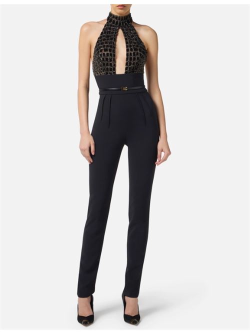 TUTA CON RICAMI COCCO ELISABETTA FRANCHI | TU06257E2110 Nero